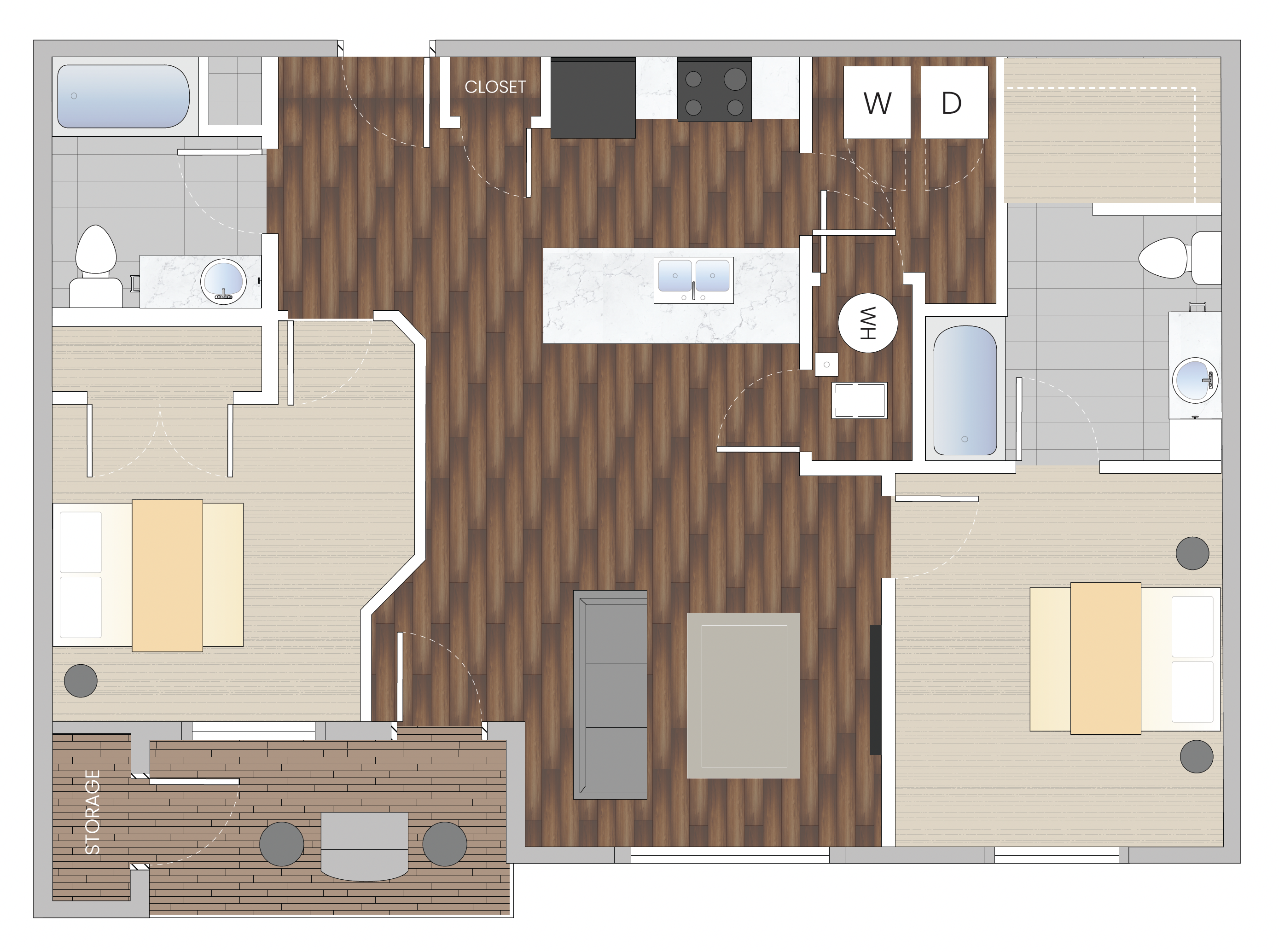 Barberry Two Bedroom Floor Plan